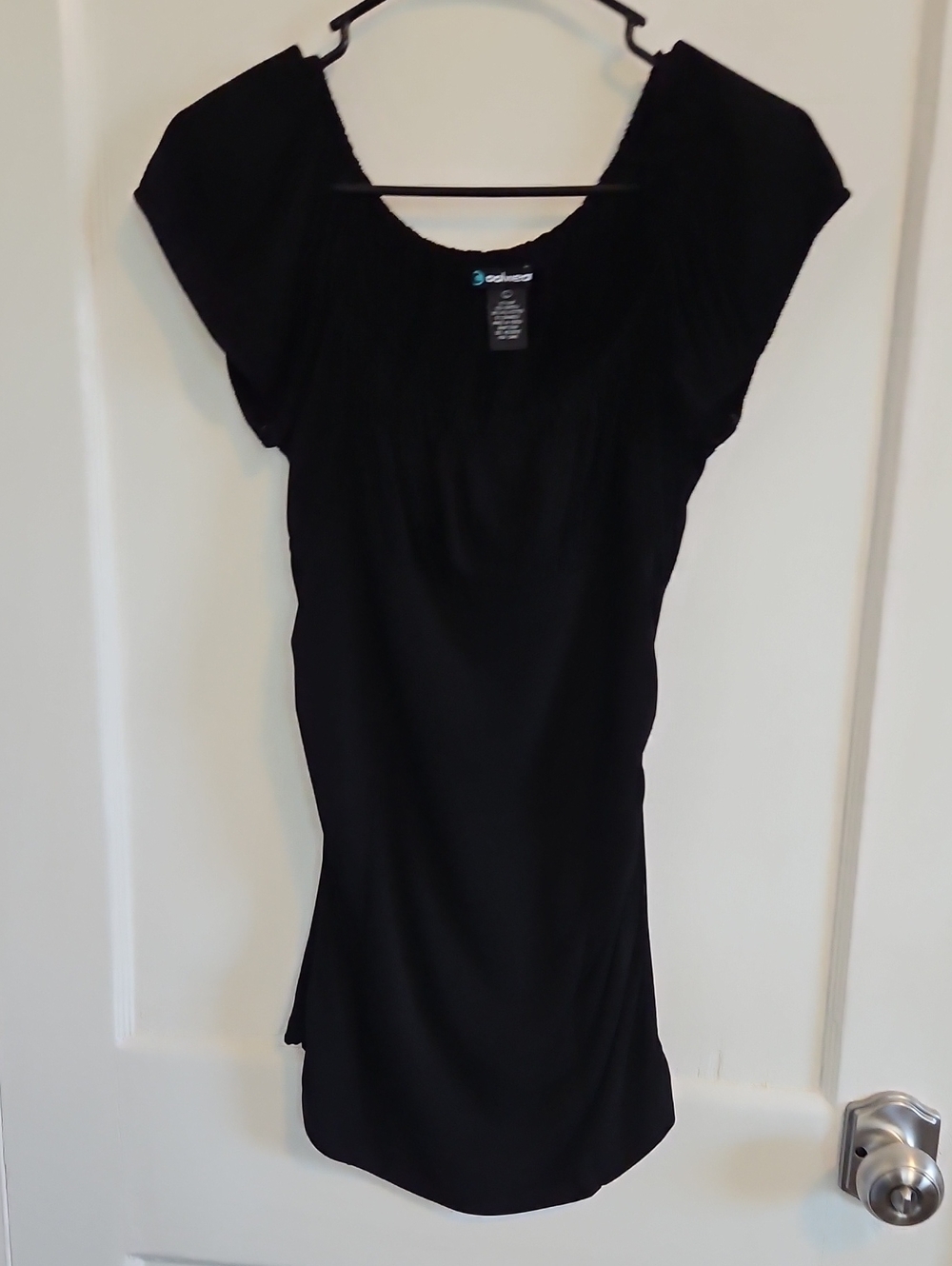 Black Short Sleeve Peasant Top